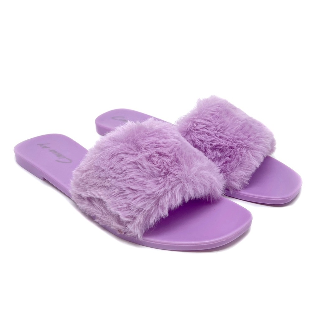 Circus by Sam Edelman Slides Everette Cozy Faux Fur Jelly Sandal Lilac Size 8
